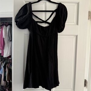 Elegant Black Puff Sleeve Dress